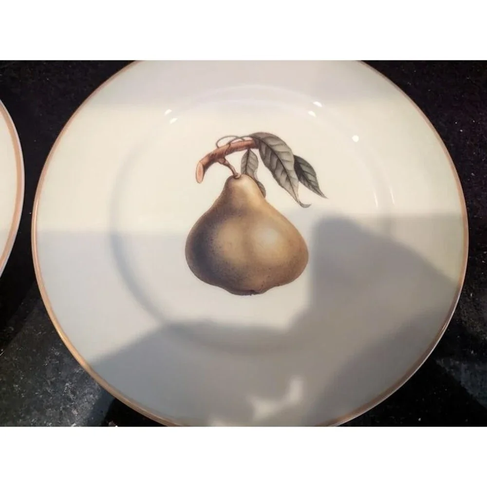 NEW Williams Sonoma 6 pear plates Japan gold rim Vintage